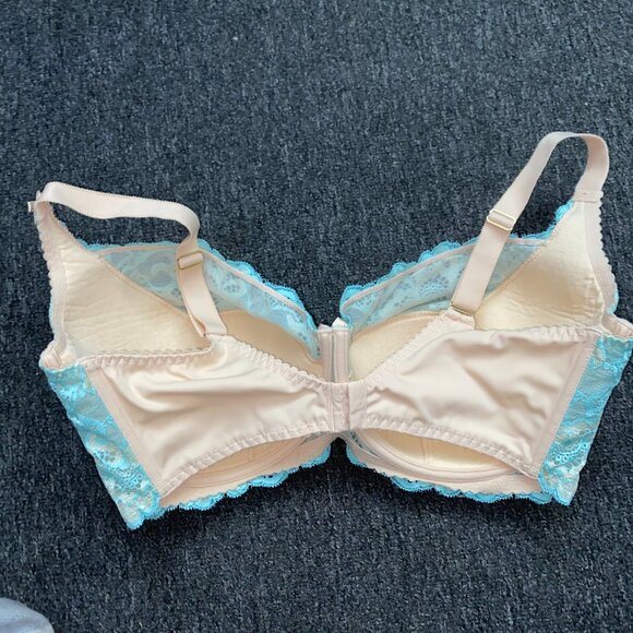 38H*DLV*Lacy Blue-Green/Beige Balconette Lightly Lined Bra - Picture 4 of 8